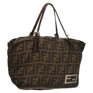 FENDI Zucca Canvas Hand Bag Black Brown Auth ep8782